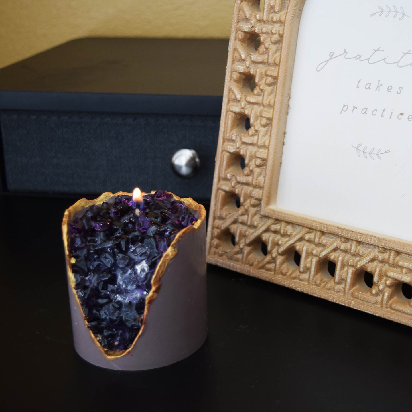 Handcrafted "Amethyst Crystal" Candle, Soy Wax, Holiday Gift, Home Decor