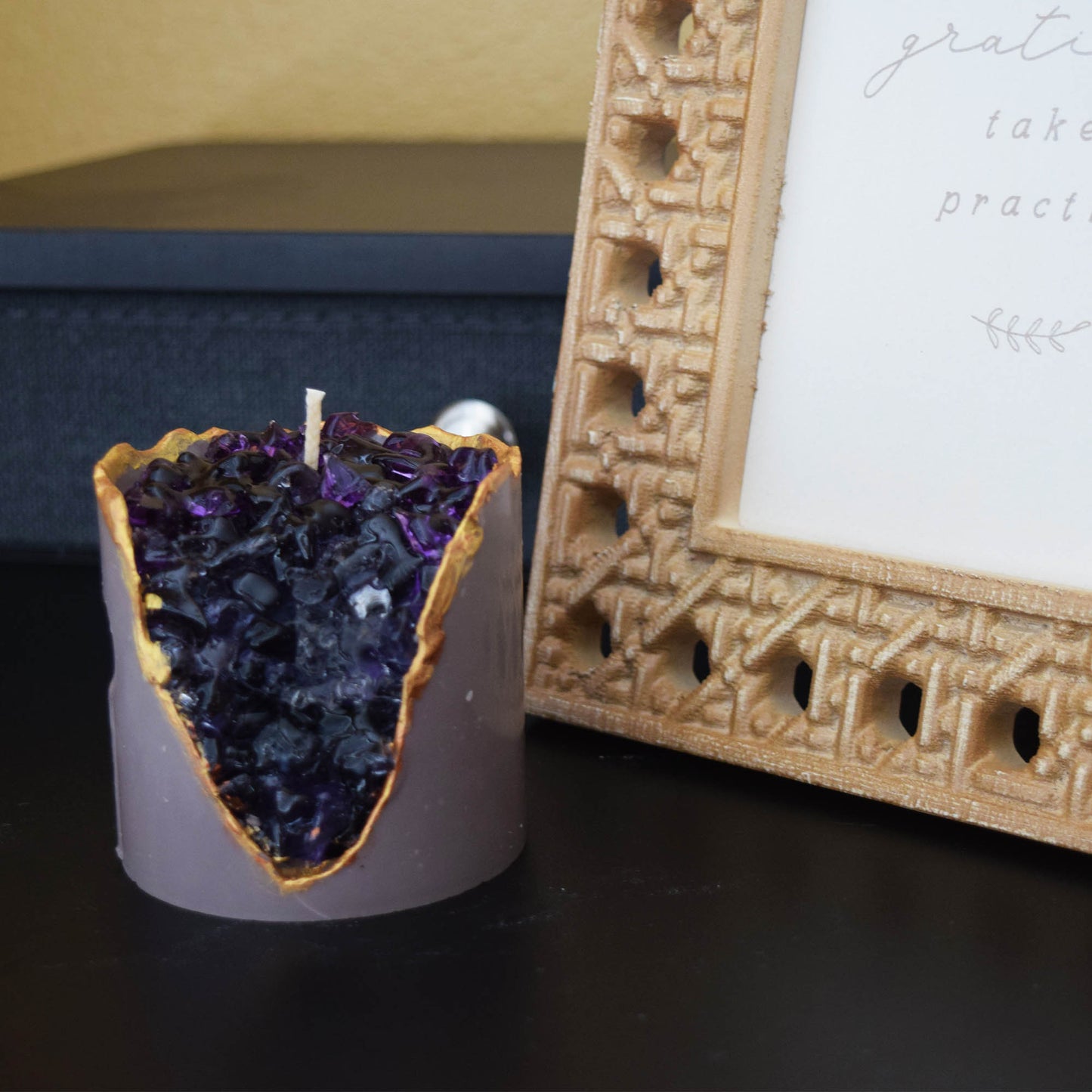 Handcrafted "Amethyst Crystal" Candle, Soy Wax, Holiday Gift, Home Decor