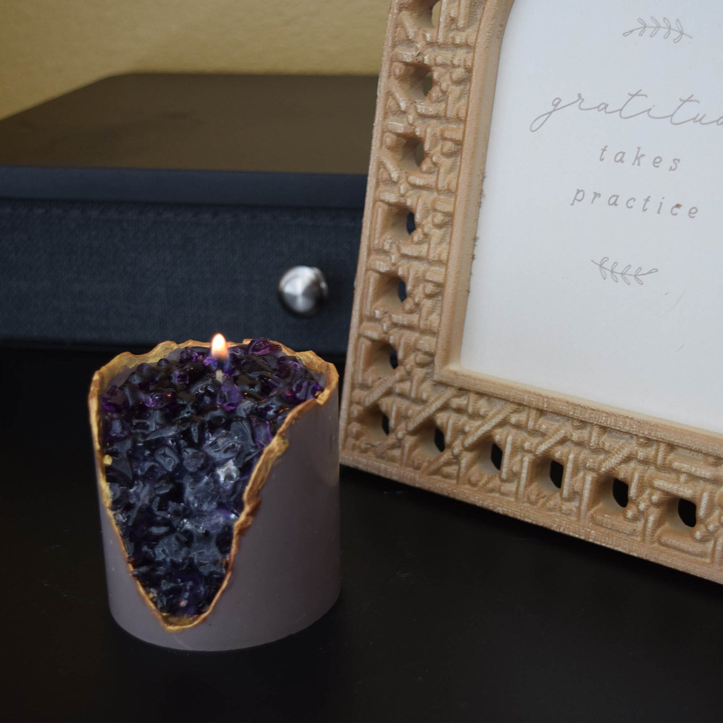 Handcrafted "Amethyst Crystal" Candle, Soy Wax, Holiday Gift, Home Decor