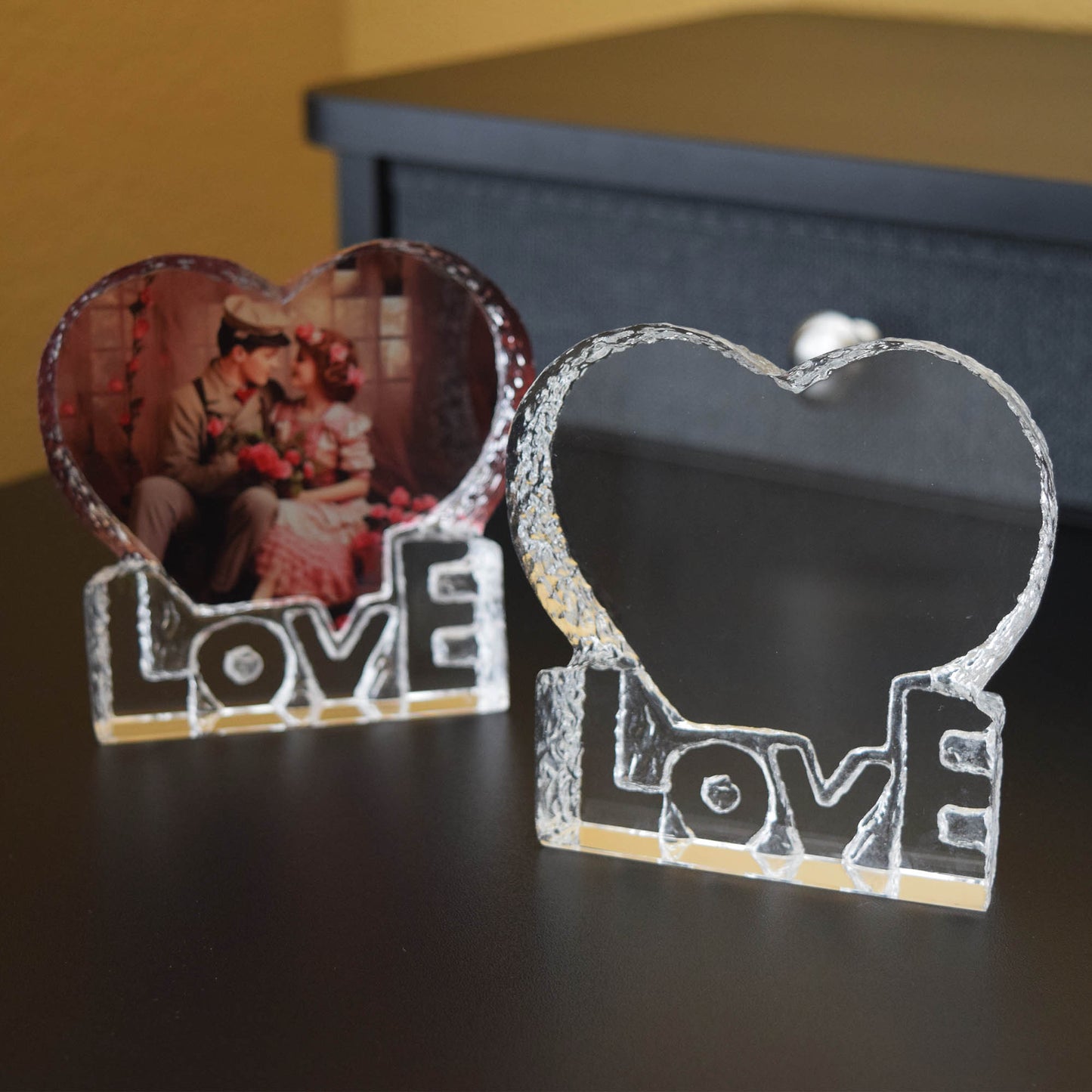 Holiday Gift Cherished Hearts Custom Photo Frame with 'LOVE' Base, Great Gift For Holiday, Wedding and Family