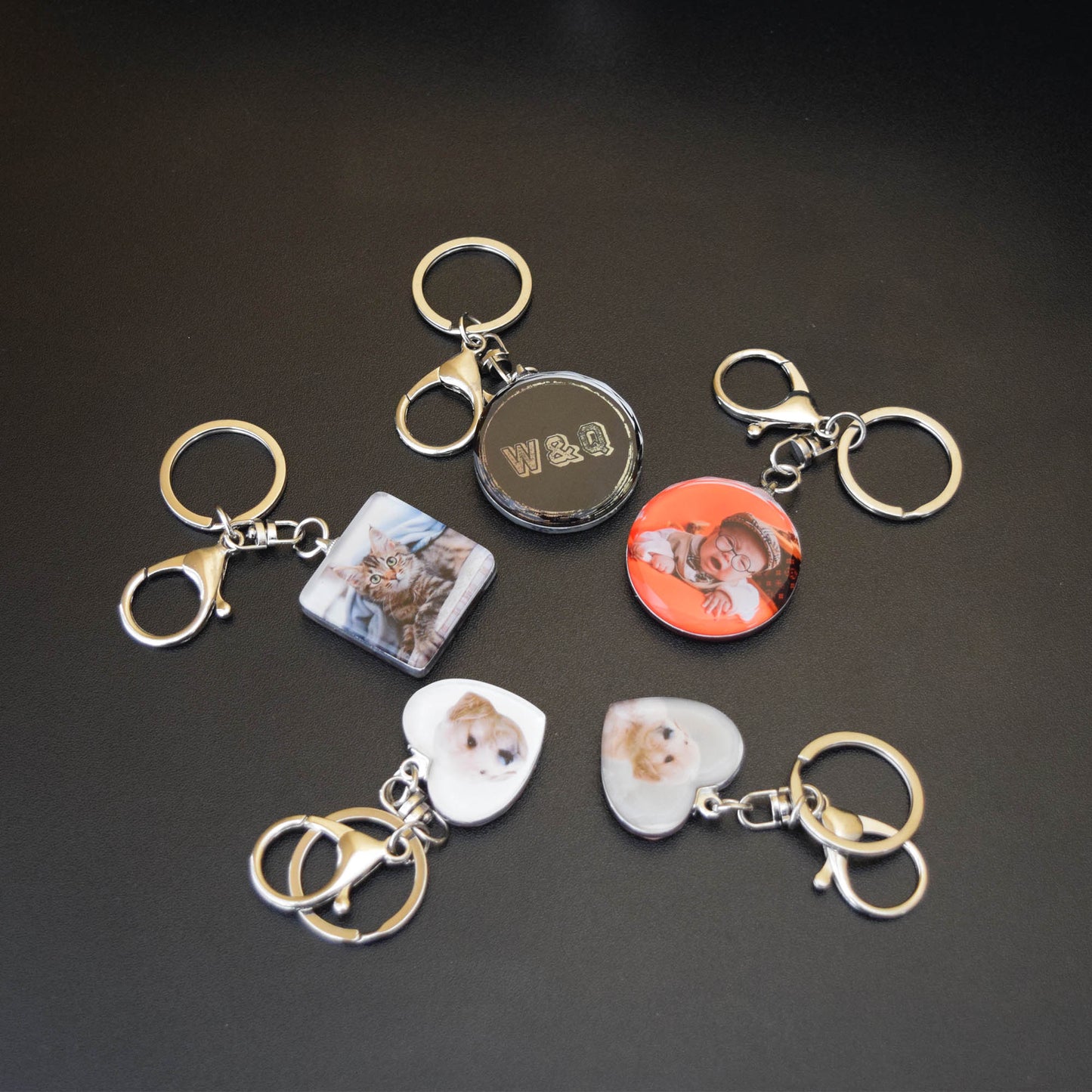 Valentine's Day Personalized Handcrafted Pocket Portraits, Personalized Keychain Charms, Clear Top with Customized Photo (2 Photos)