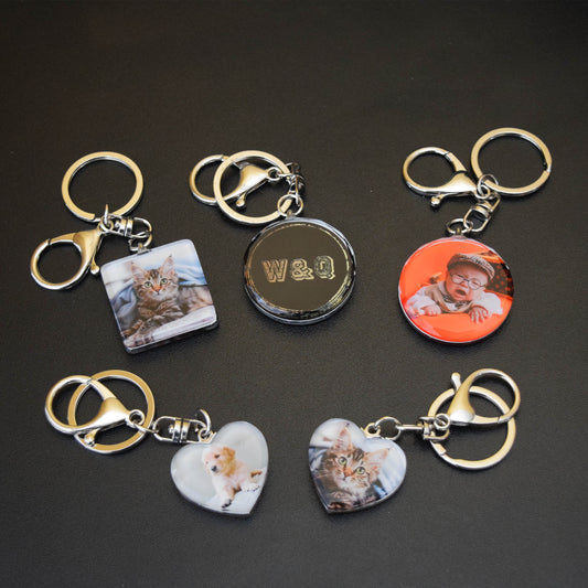 Valentine's Day Personalized Handcrafted Pocket Portraits, Personalized Keychain Charms, Clear Top with Customized Photo (2 Photos)