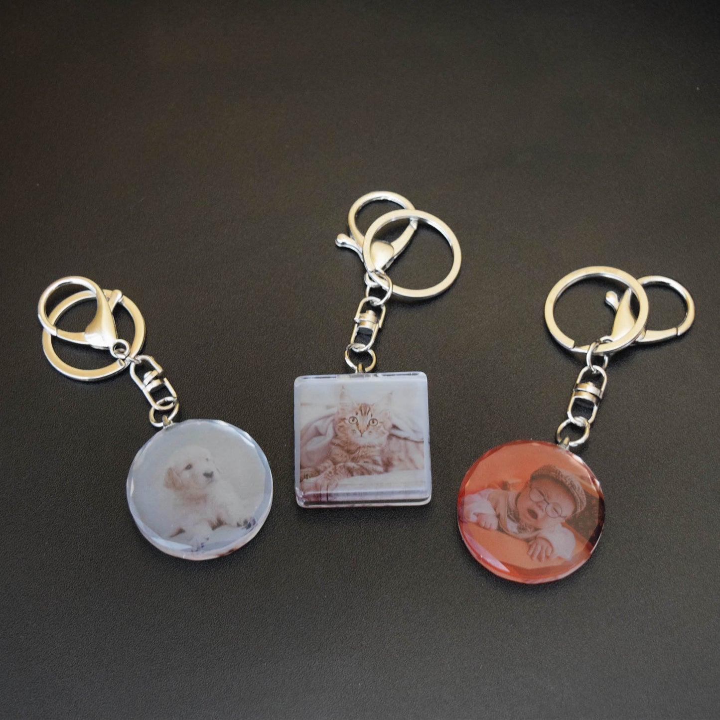 Personalized Handcrafted Pocket Portraits, Personalized Keychain, Clear Top with Translucent Customized Photo (1 Photos)