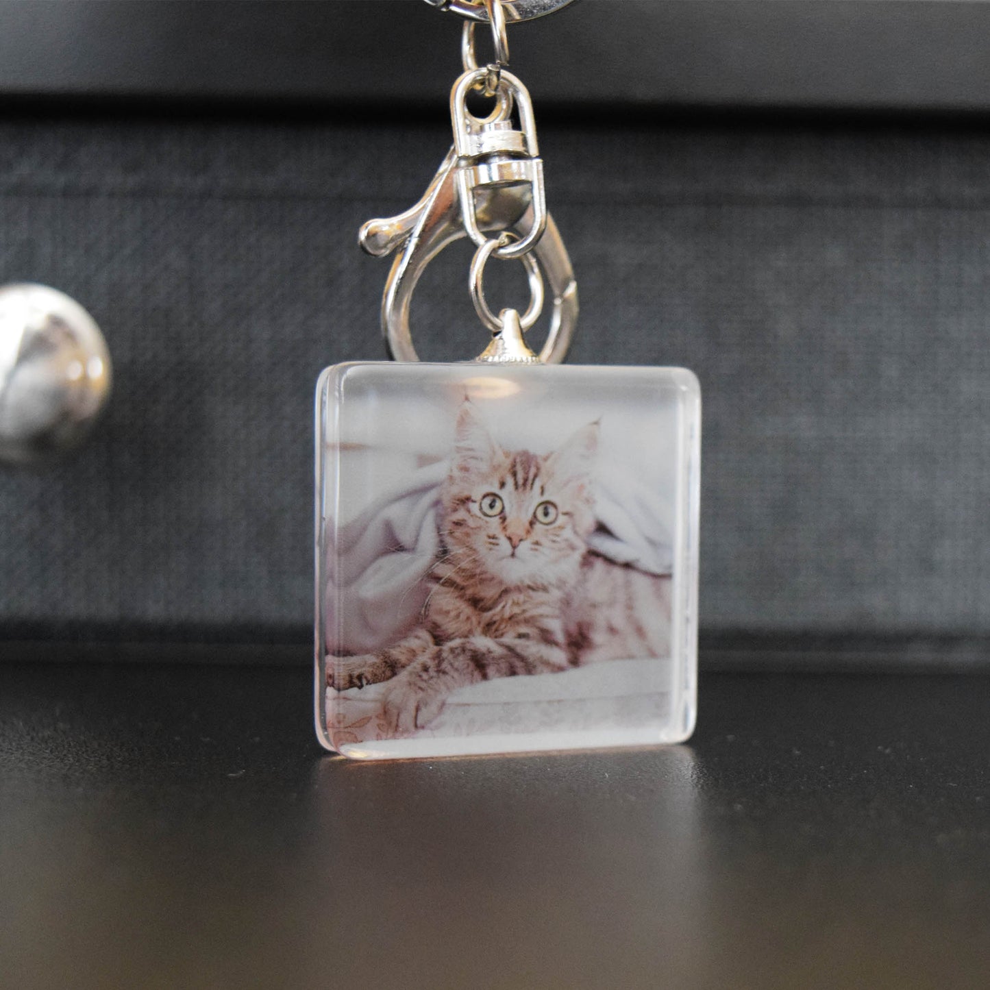 Personalized Handcrafted Pocket Portraits, Personalized Keychain, Clear Top with Translucent Customized Photo (1 Photos)