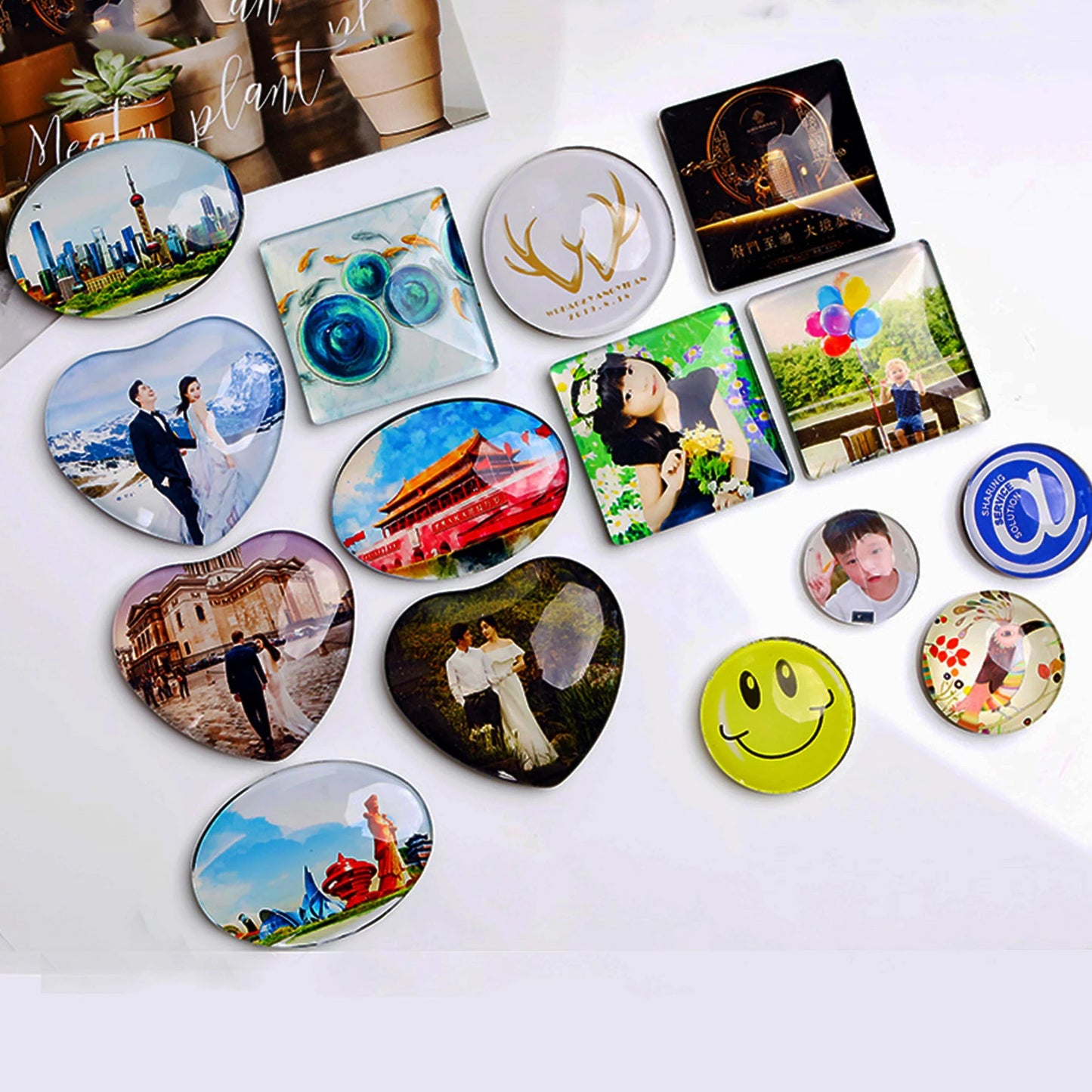 Holiday Gift Photo Magnet Fridge Sticker Holiday Ornament, Clear Top with Customized Photo, Gift family