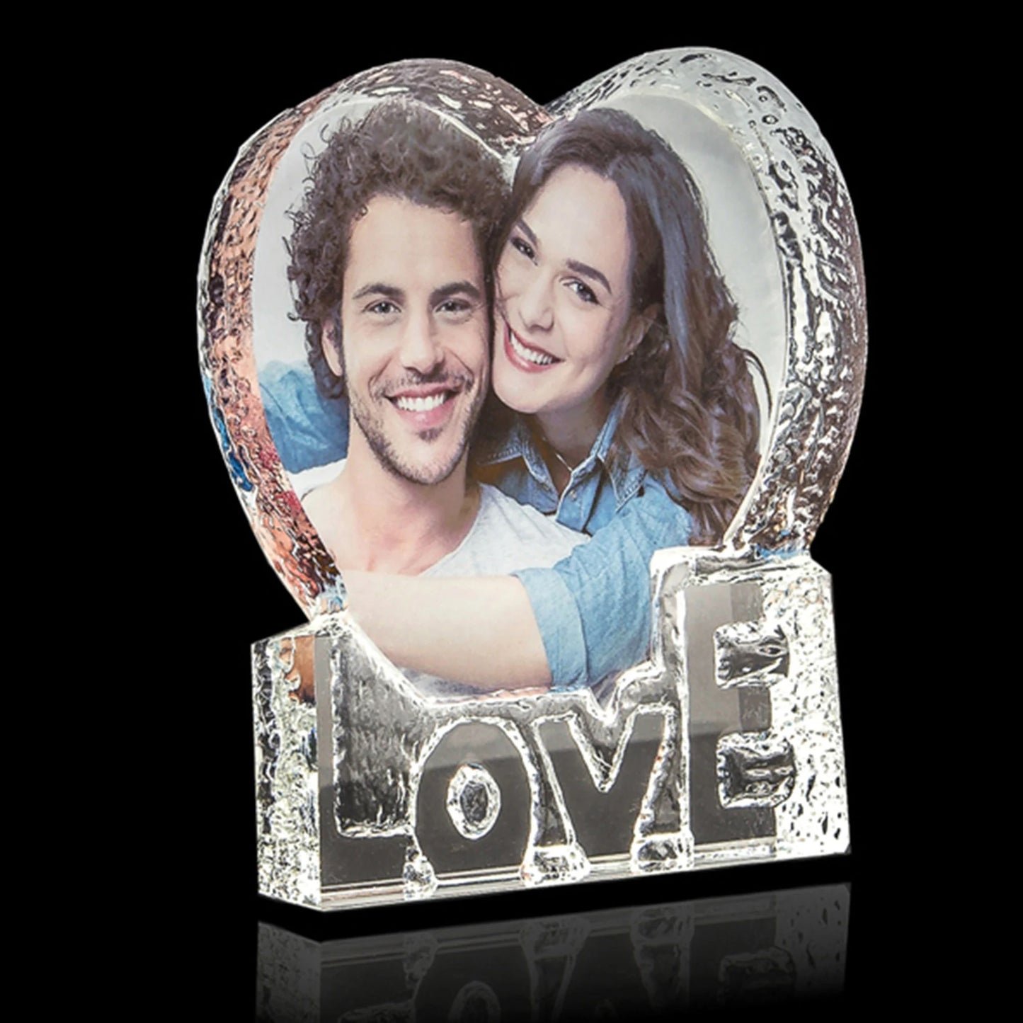 Holiday Gift Crystal Photo Heart with Love Frame,Crystal Frame with Customized Photo, Gift for Holiday, Wedding, Baby Shower